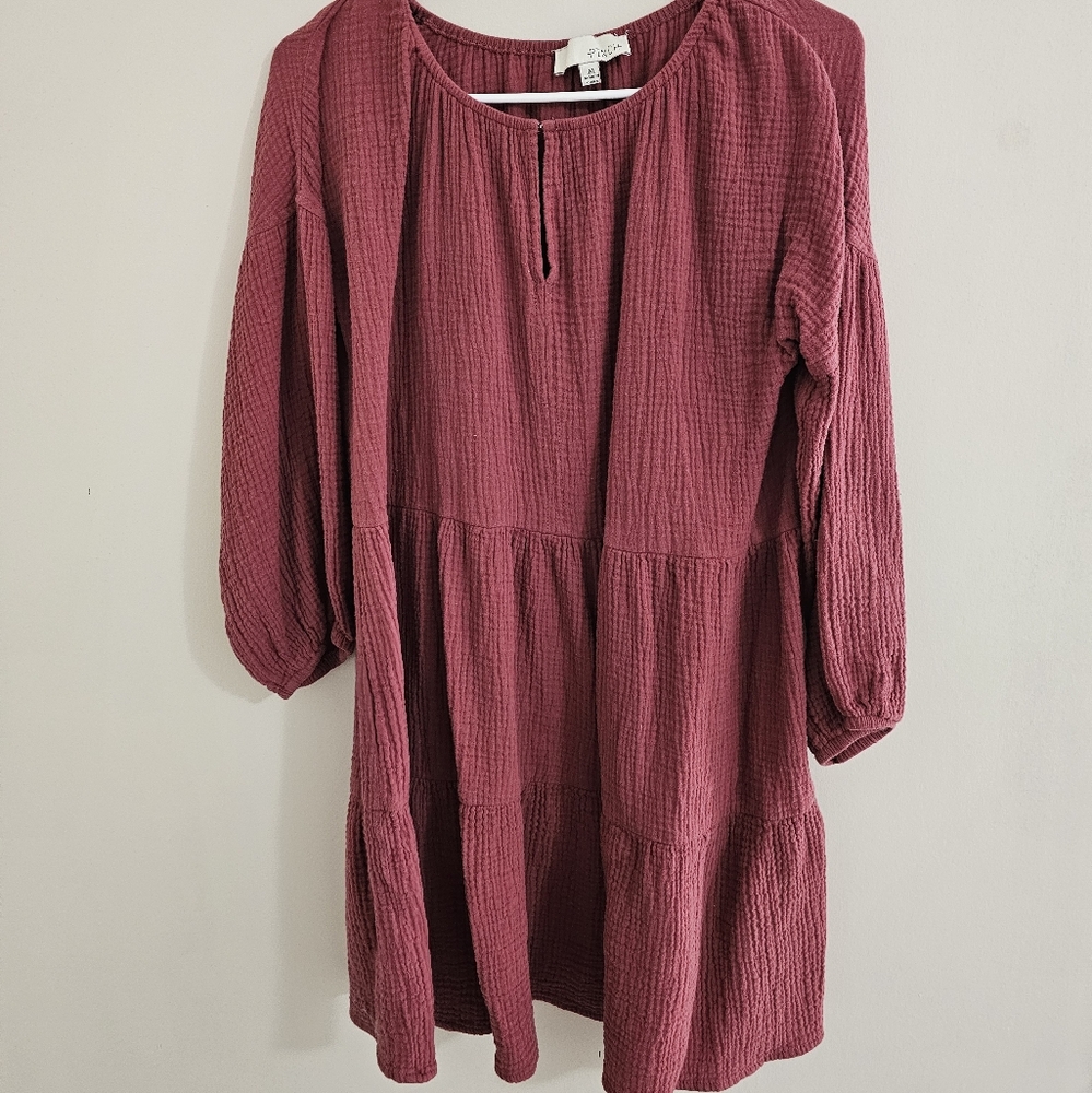 Burgundy Textured Tunic Dress